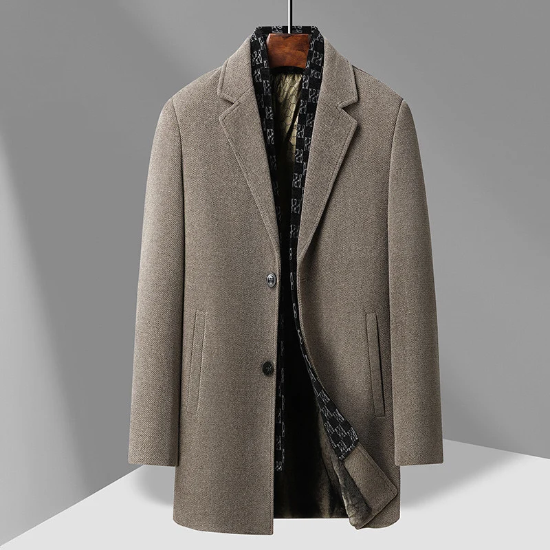 Herren Eleganter Wollmix-Übermantel mit herausnehmbarer gesteppter Innenjacke Drune
