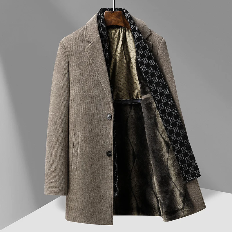 Herren Eleganter Wollmix-Übermantel mit herausnehmbarer gesteppter Innenjacke Drune