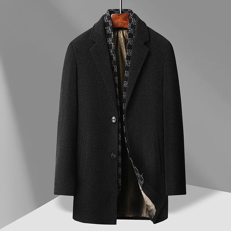 Herren Eleganter Wollmix-Übermantel mit herausnehmbarer gesteppter Innenjacke Drune