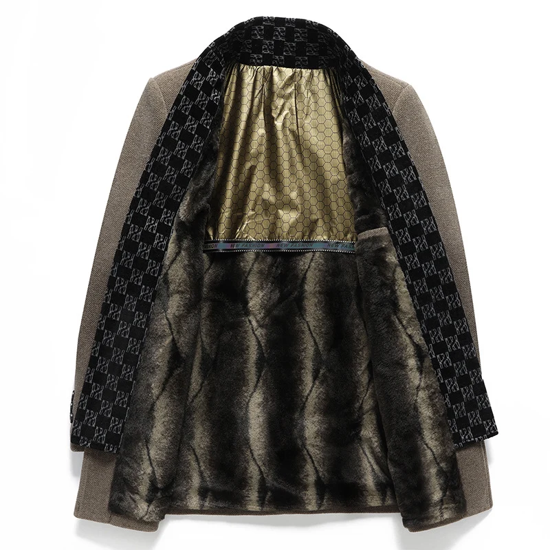 Herren Eleganter Wollmix-Übermantel mit herausnehmbarer gesteppter Innenjacke Drune