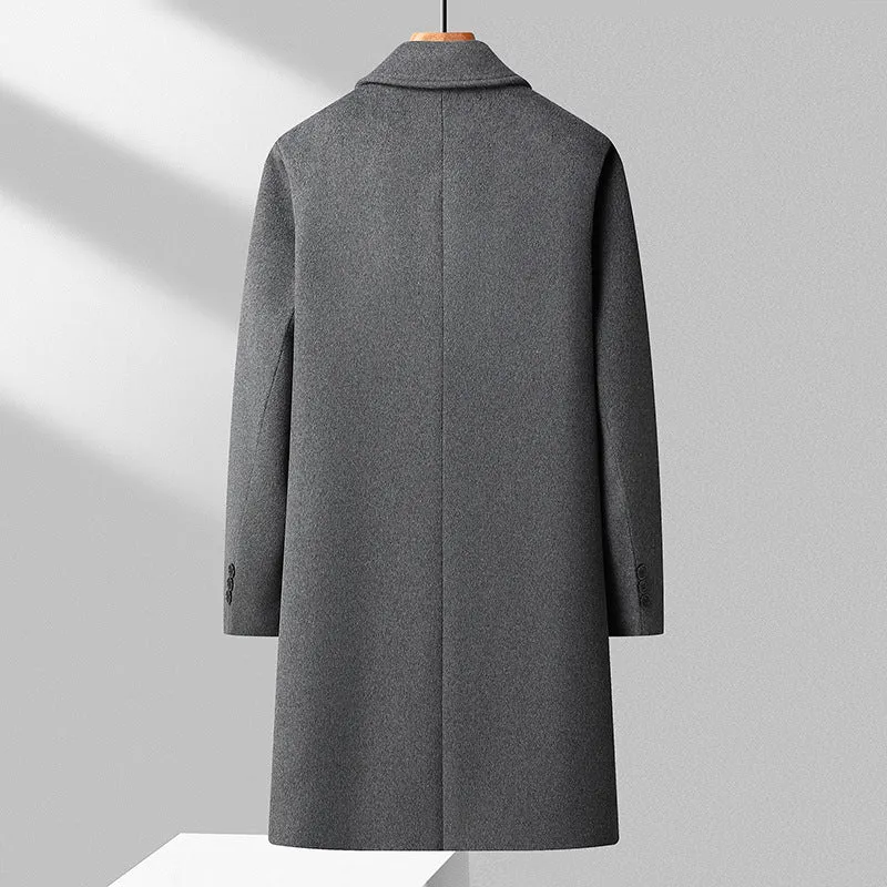 Herren Eleganter Langmantel aus Wollmix mit klassischem Kragen Drune