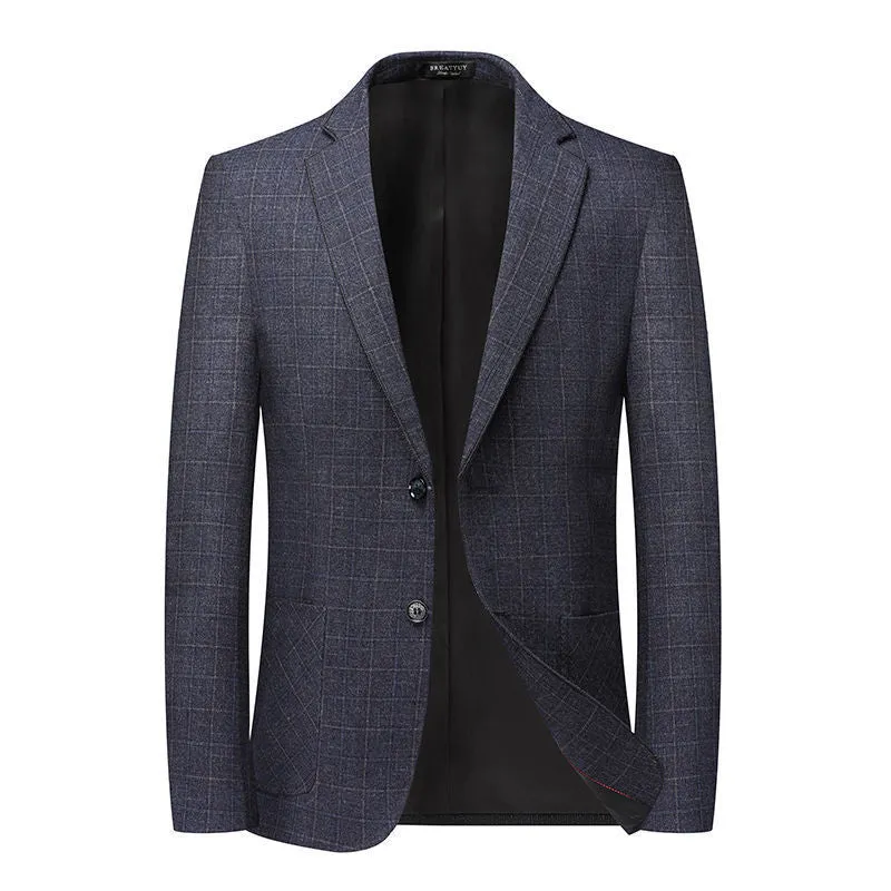 Herren Eleganter karierter Sakko mit taillierter Passform und leichter Wollmischung Drune
