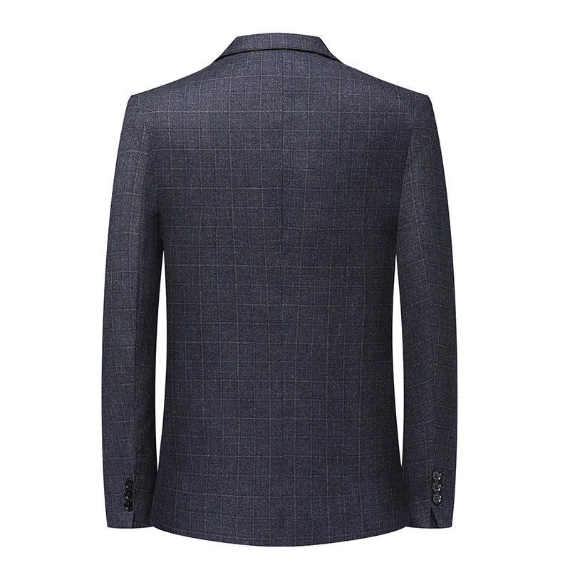 Herren Eleganter karierter Sakko mit taillierter Passform und leichter Wollmischung Drune