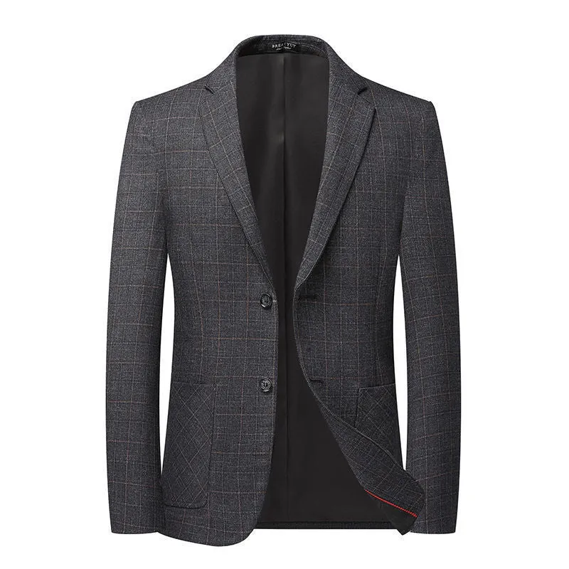 Herren Eleganter karierter Sakko mit taillierter Passform und leichter Wollmischung Drune