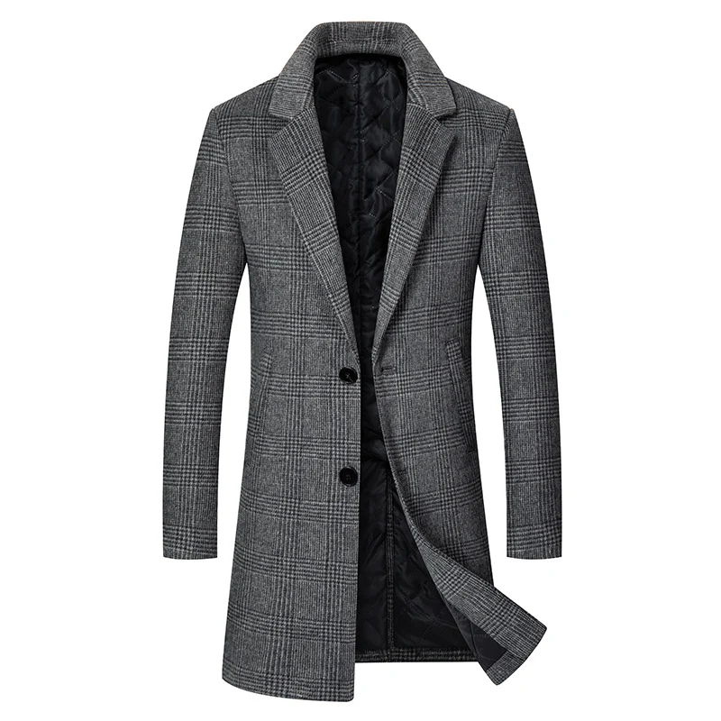 Herren Eleganter Karierter City-Übermantel aus Wollmix mit gesteppter Innenfütterung Drune