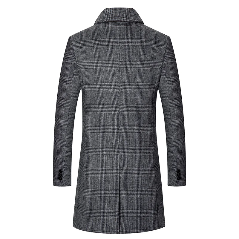 Herren Eleganter Karierter City-Übermantel aus Wollmix mit gesteppter Innenfütterung Drune