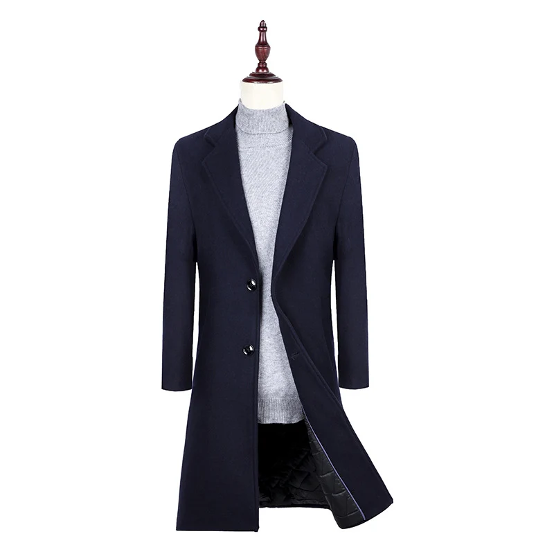 Herren Eleganter Einreihiger Wollmix-Mantel mit gesteppter Innenfütterung Drune