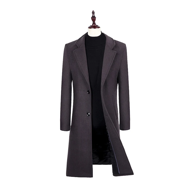 Herren Eleganter Einreihiger Wollmix-Mantel mit gesteppter Innenfütterung Drune