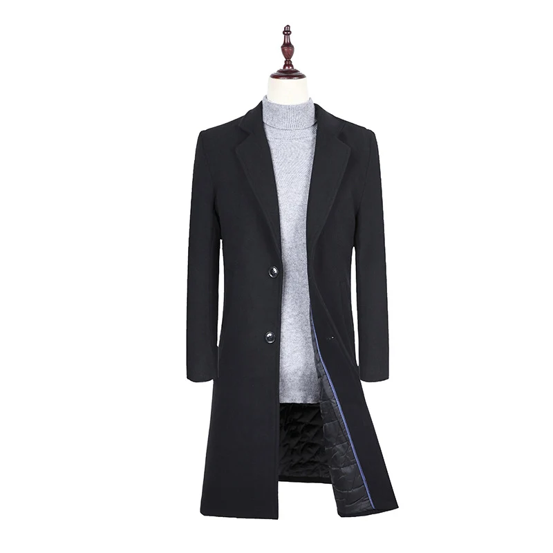 Herren Eleganter Einreihiger Wollmix-Mantel mit gesteppter Innenfütterung Drune