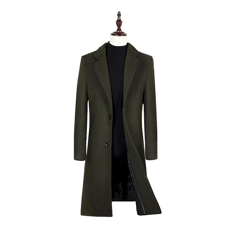 Herren Eleganter Einreihiger Wollmix-Mantel mit gesteppter Innenfütterung Drune