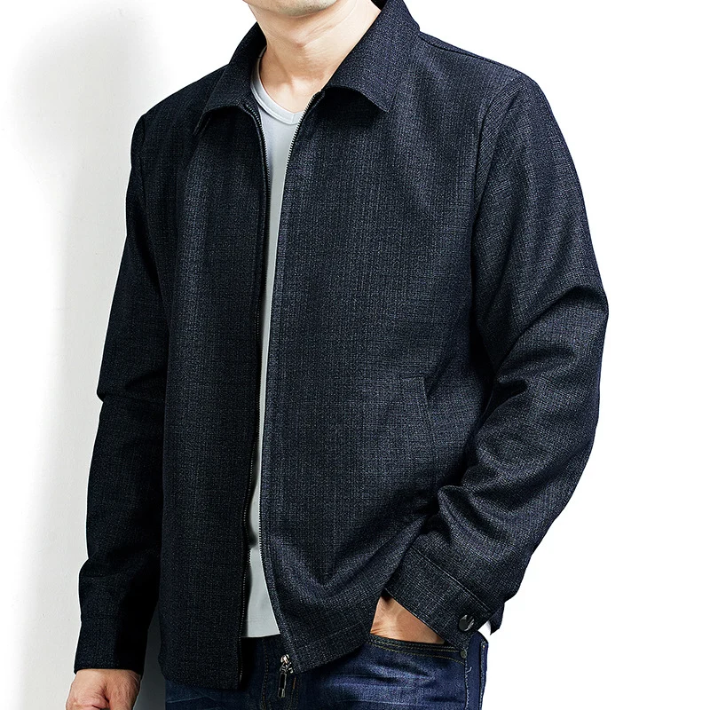 Herren Elegante Übergangsjacke im Blouson-Stil aus strukturierter Wollmischung mit verdecktem Reißverschluss Drune