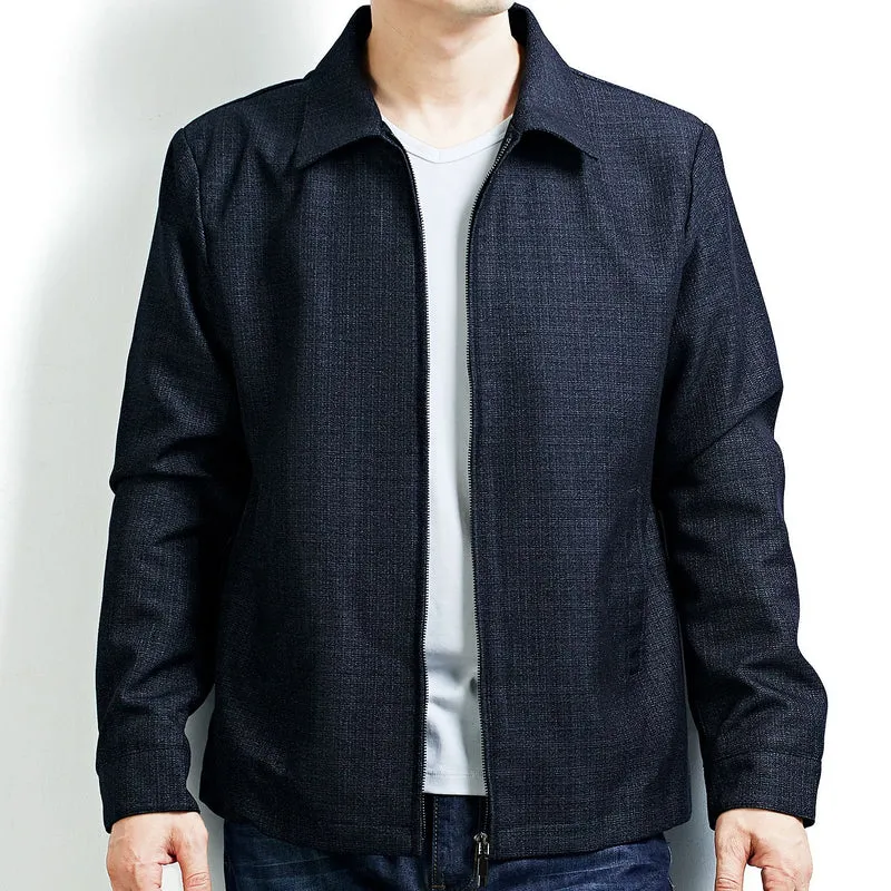 Herren Elegante Übergangsjacke im Blouson-Stil aus strukturierter Wollmischung mit verdecktem Reißverschluss Drune