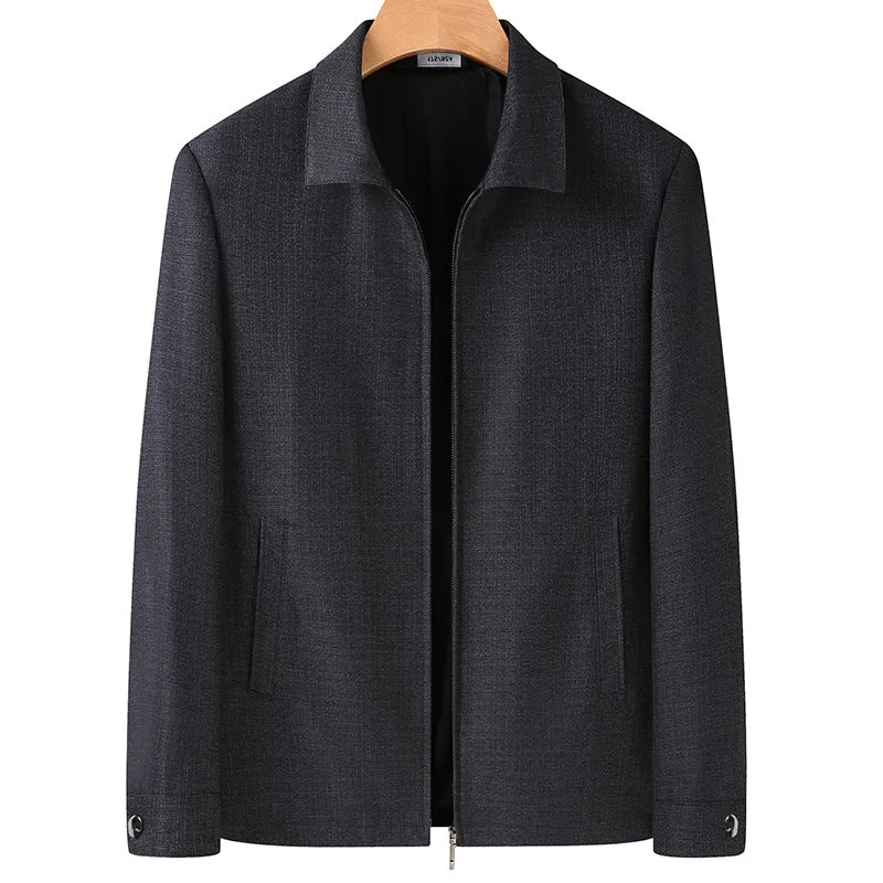 Herren Elegante Übergangsjacke im Blouson-Stil aus strukturierter Wollmischung mit verdecktem Reißverschluss Drune