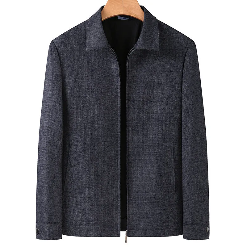Herren Elegante Übergangsjacke im Blouson-Stil aus strukturierter Wollmischung mit verdecktem Reißverschluss Drune