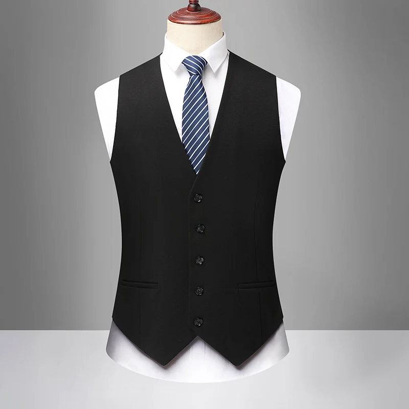 Herren Elegante Slim-Fit Anzugweste mit V-Ausschnitt und Pattentaschen Drune
