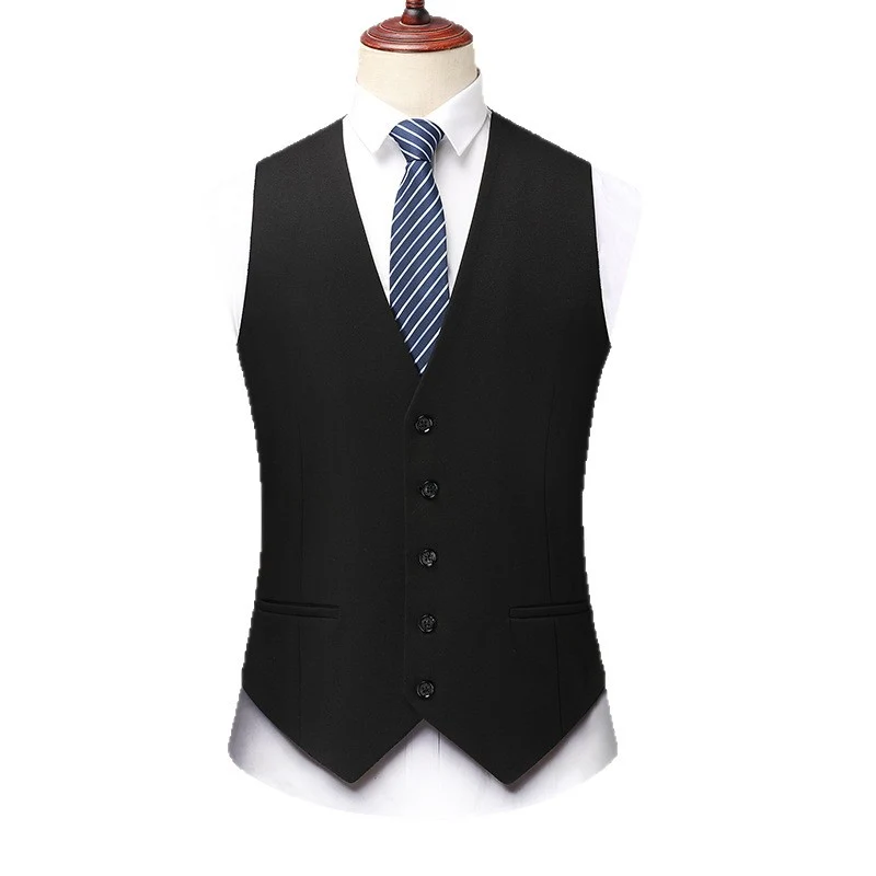 Herren Elegante Slim-Fit Anzugweste mit V-Ausschnitt und Pattentaschen Drune