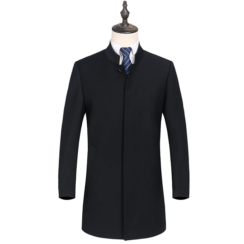 Herren Einreihiger Mantel mit Stehkragen und taillierter Silhouette Drune