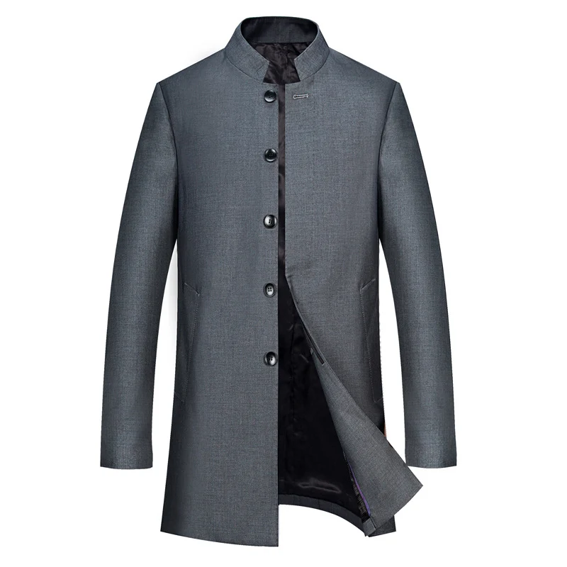 Herren Einreihiger Mantel mit Stehkragen und taillierter Silhouette Drune