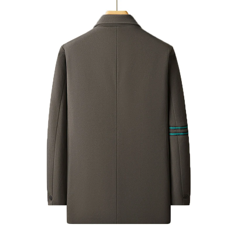 Herren Casual Wollmix-Übergangsmantel mit Revers, Zwei-Knopf-Verschluss und gestreiftem Ärmel-Detail Drune