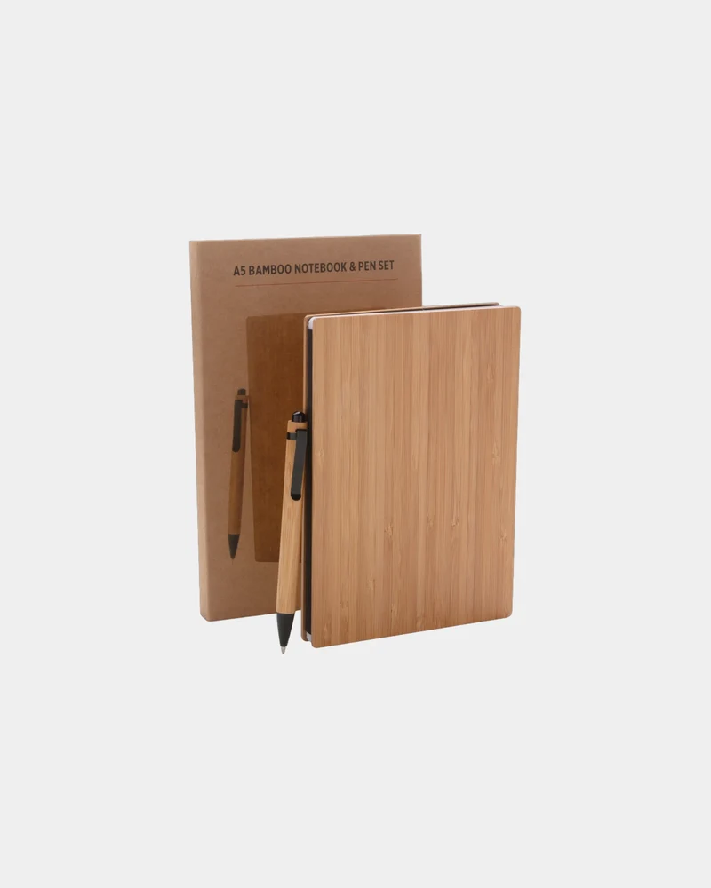 Notizbuch Set A5 Bambus mit Stift zum Personalisieren