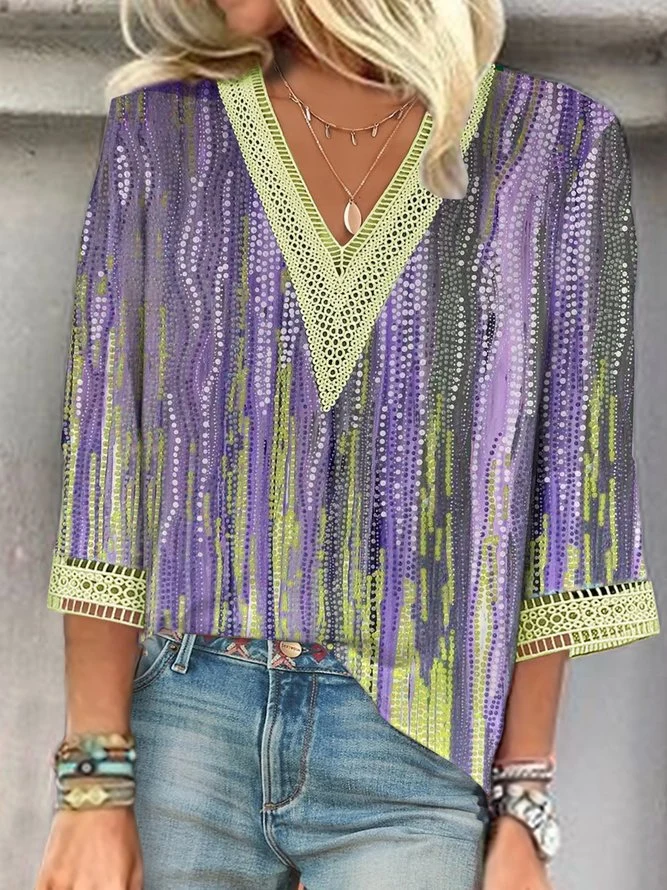 Damen Elegantes und luftiges Oberteil mit Spitze und Glitzerakzenten Drune