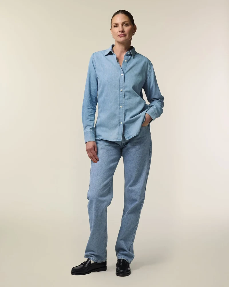 Denim Shirt Medium Fit Stanley/Stella zum Personalisieren