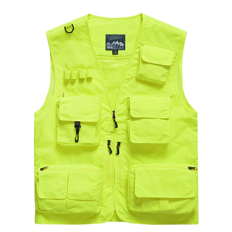 Herren Multifunktionale Outdoor‑Utilityweste mit Mesh‑Rücken, Mehrfach‑Fronttaschen und durchgehendem Reißverschluss Drune