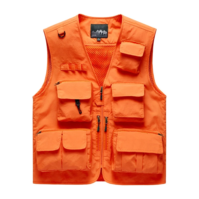 Herren Multifunktionale Outdoor‑Utilityweste mit Mesh‑Rücken, Mehrfach‑Fronttaschen und durchgehendem Reißverschluss Drune
