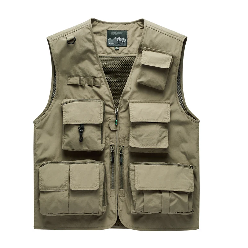 Herren Multifunktionale Outdoor‑Utilityweste mit Mesh‑Rücken, Mehrfach‑Fronttaschen und durchgehendem Reißverschluss Drune