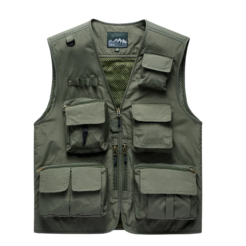 Herren Multifunktionale Outdoor‑Utilityweste mit Mesh‑Rücken, Mehrfach‑Fronttaschen und durchgehendem Reißverschluss Drune
