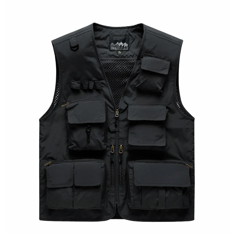 Herren Multifunktionale Outdoor‑Utilityweste mit Mesh‑Rücken, Mehrfach‑Fronttaschen und durchgehendem Reißverschluss Drune