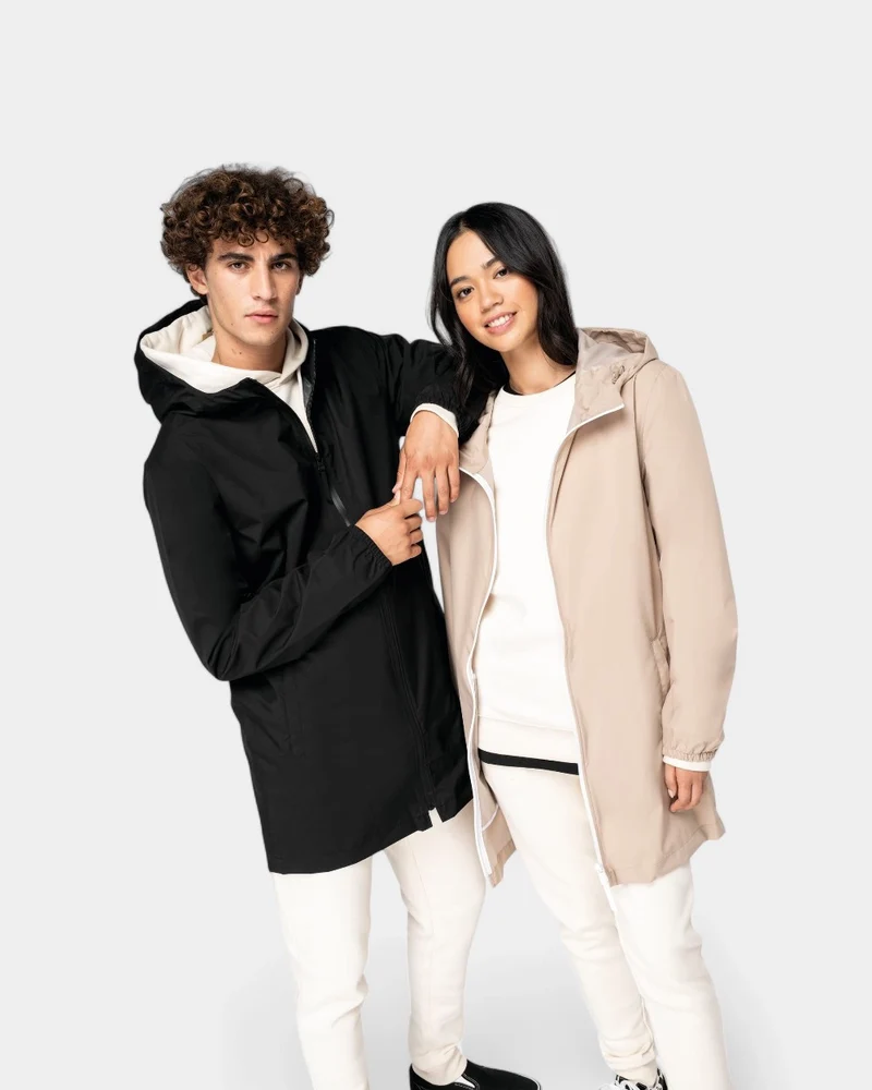 Nachhaltige wasserdichte Unisex-Jacke zum Personalisieren