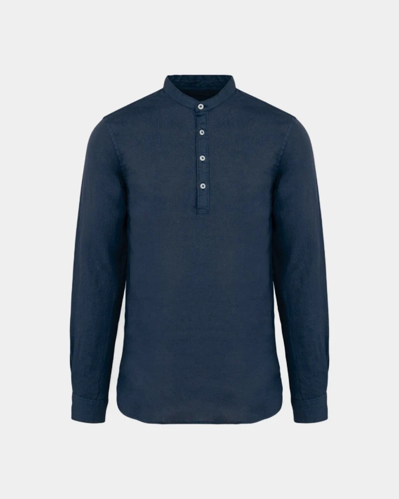 Herrenhemd mit Mao-Kragen in Washed-Optik zum Personalisieren