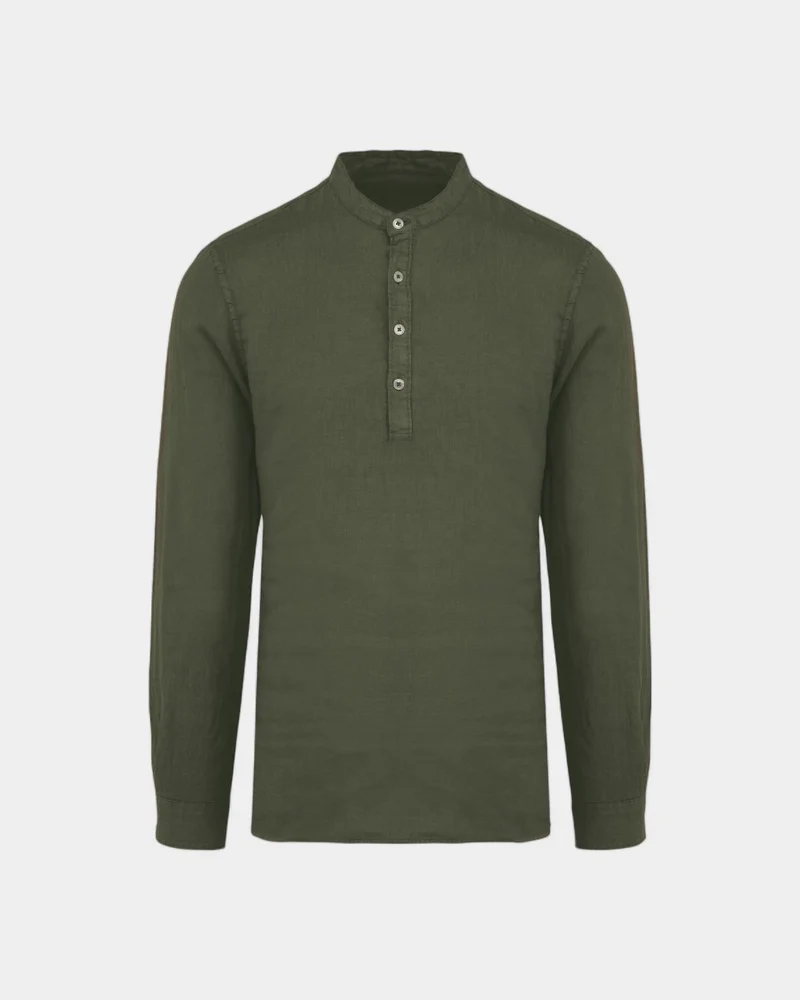 Herrenhemd mit Mao-Kragen in Washed-Optik zum Personalisieren