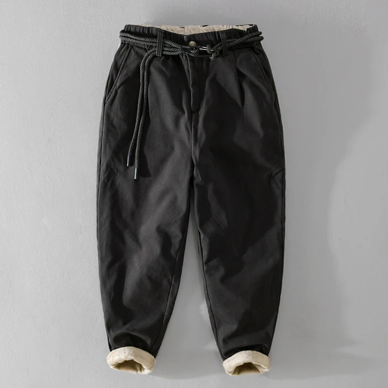 Damen Gefütterte Baumwoll-Chinohose mit elastischem Bund, Karotten-Schnitt und Deko-Gürtel Drune