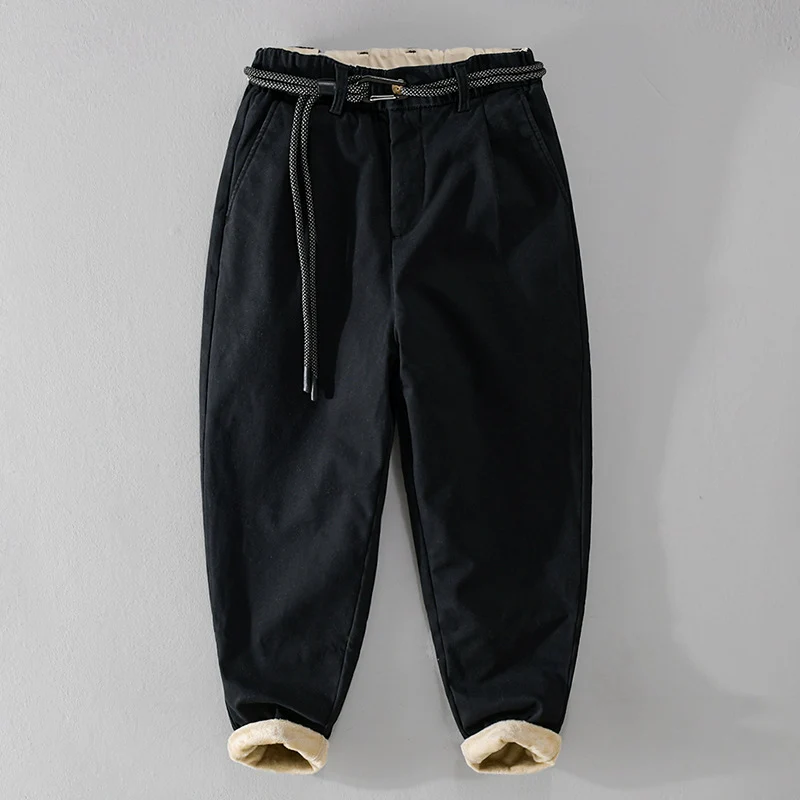 Damen Gefütterte Baumwoll-Chinohose mit elastischem Bund, Karotten-Schnitt und Deko-Gürtel Drune