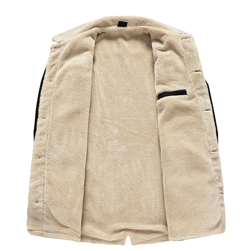 Herren Wattierte Denimjacke mit Sherpa-Futter und verlängertem Outdoor-Schnitt Drune