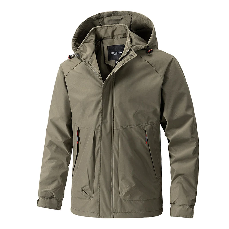 Herren Wasserdichter Outdoor-Parka mit Kapuze, atmungsaktiv und winddicht Drune