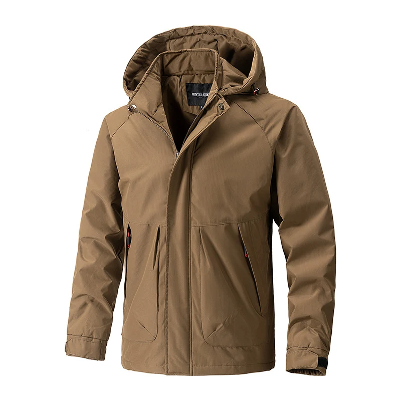 Herren Wasserdichter Outdoor-Parka mit Kapuze, atmungsaktiv und winddicht Drune