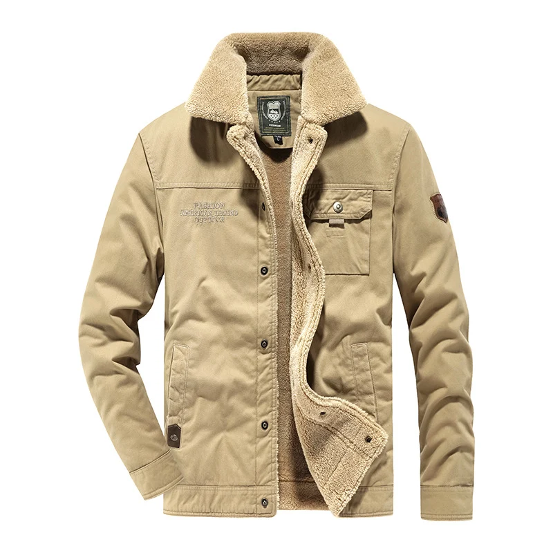 Herren Baumwoll-Canvas Feldjacke mit Teddyfutter und Utility-Taschen Drune