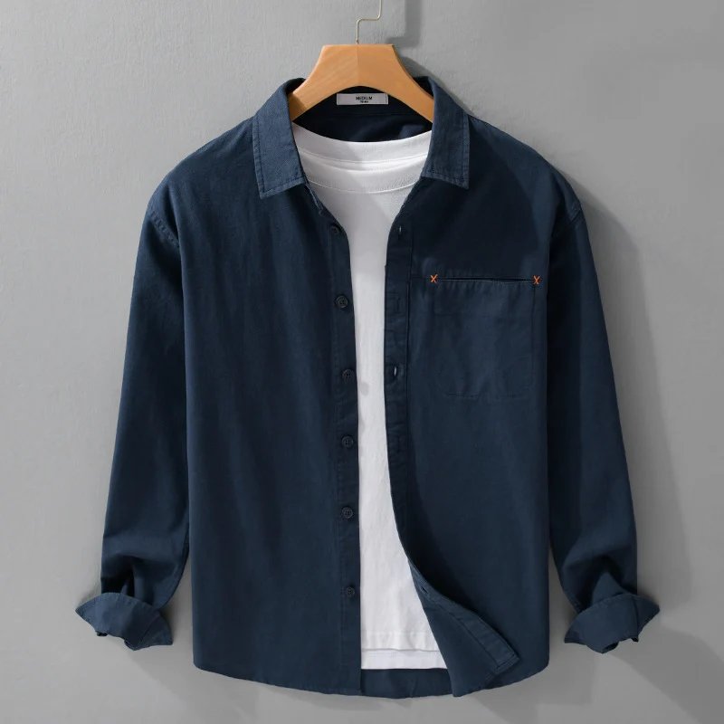 Herren Leichtes Baumwoll-Layering-Overshirt mit tonaler Brusttasche und Soft‑Touch‑Finish Drune