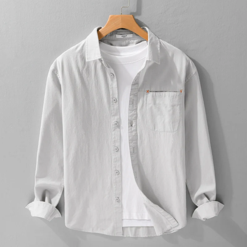 Herren Leichtes Baumwoll-Layering-Overshirt mit tonaler Brusttasche und Soft‑Touch‑Finish Drune