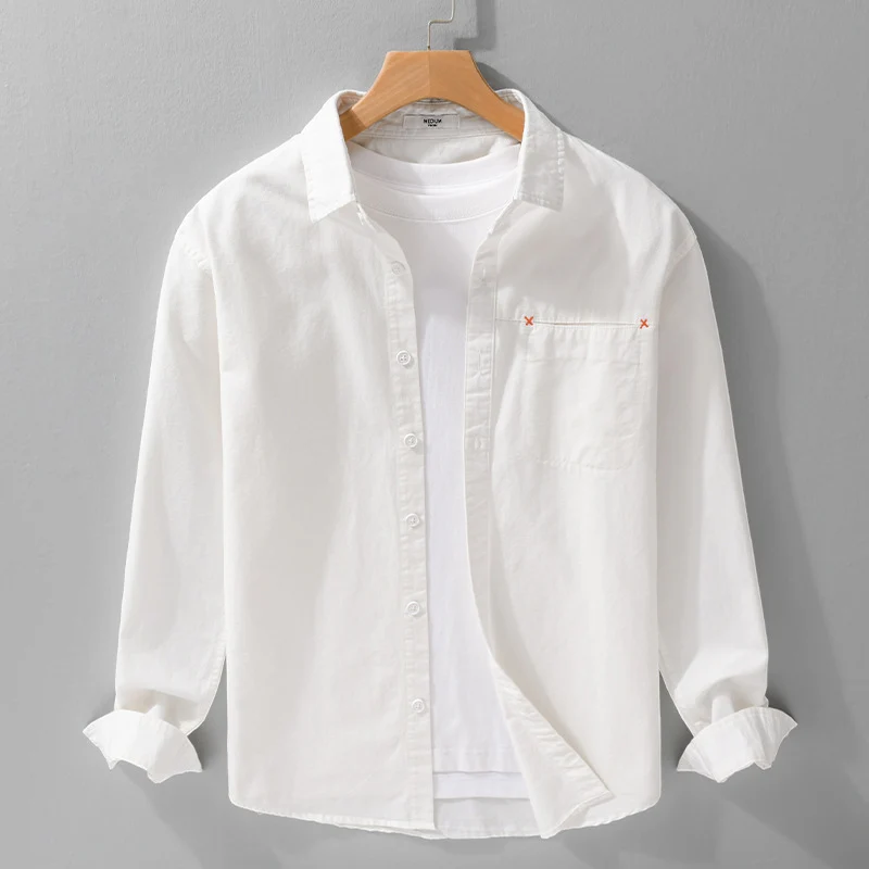 Herren Leichtes Baumwoll-Layering-Overshirt mit tonaler Brusttasche und Soft‑Touch‑Finish Drune