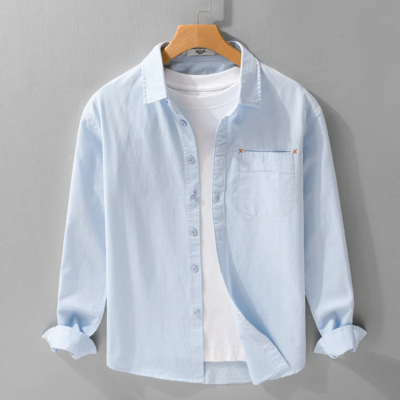 Herren Leichtes Baumwoll-Layering-Overshirt mit tonaler Brusttasche und Soft‑Touch‑Finish Drune