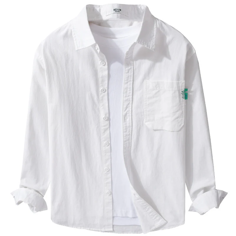 Herren Leichtes Baumwoll-Layering-Overshirt mit Brusttasche und Kentkragen Drune