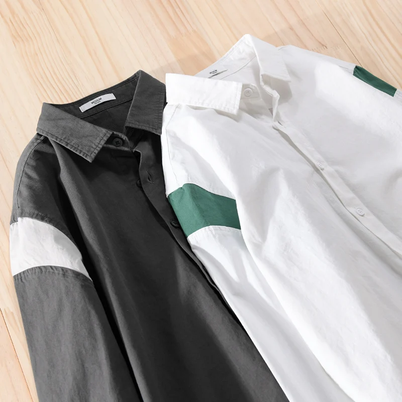 Herren Leichtes Baumwoll-Layering-Hemd mit Kontrastschulterpaneel und innenliegendem T-Shirt Drune