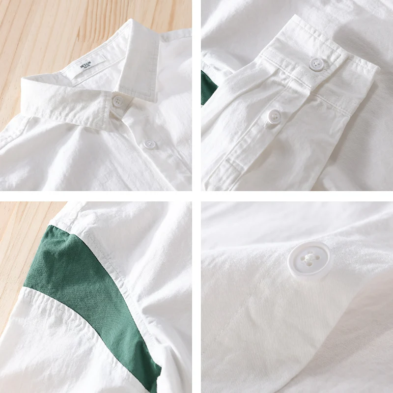 Herren Leichtes Baumwoll-Layering-Hemd mit Kontrastschulterpaneel und innenliegendem T-Shirt Drune
