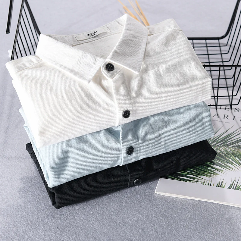 Herren Leichtes Baumwoll-Langarmhemd im Overshirt‑Stil mit Pattentasche und kontrastreichen Knöpfen Drune