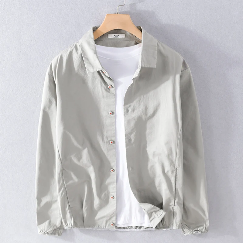 Herren Leichte Übergangs-Hemdjacke mit elastischem Saum und Kentkragen Drune