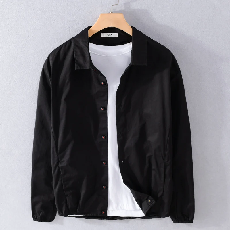 Herren Leichte Übergangs-Hemdjacke mit elastischem Saum und Kentkragen Drune